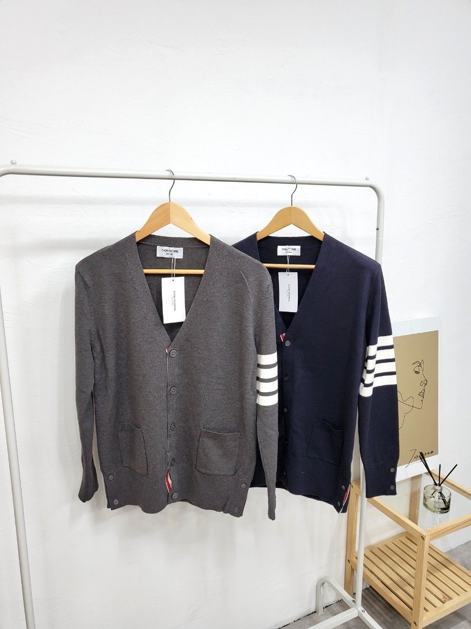 TB 사선 완장 가디건 (수입상품)