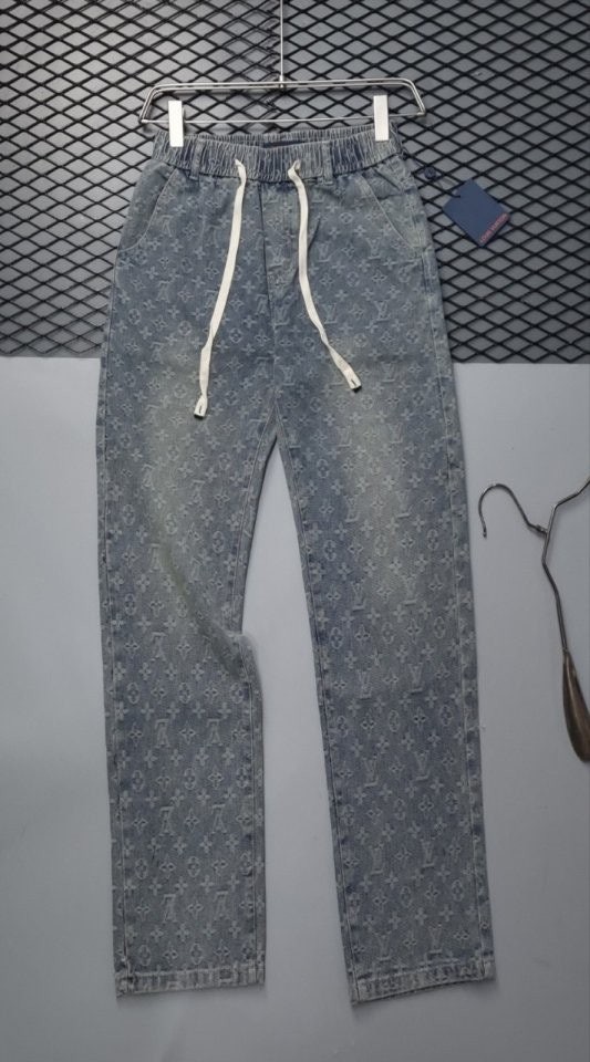 💕 루* 로고 자가드 밴딩 워싱데님 와이드핏 ➡️수입풀(남녀공용)