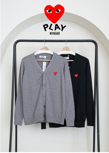 🔆 [Comme des Garcons] 꼼데가르송 남성 레드하트 로고 브이넥 니트 가디건🔆