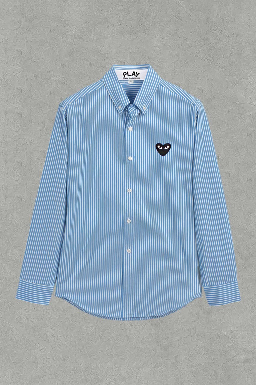 꼼데가르송 블랙 하트 버튼 다운 소프트 옥스포드 셔츠