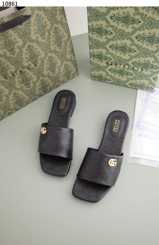 #구찌 [GUCCI] 블랙 GG 레더 여성 더블 G 슬라이드 샌들 신상입고💢 #신발 #10861