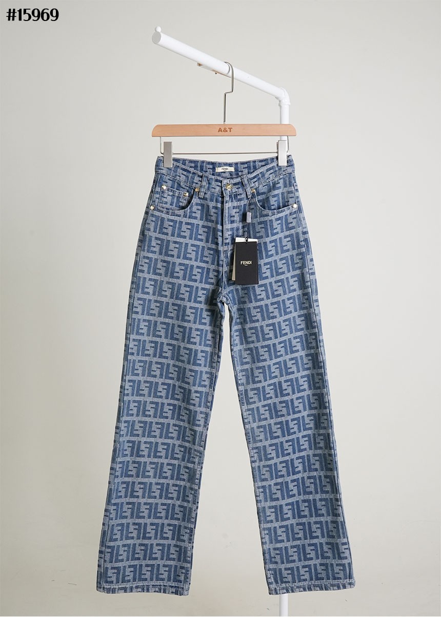 🔆 [FENDI] 팬디 여성 FF 패턴 와이드 데님 팬츠 🔆