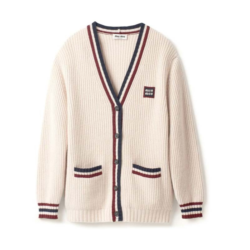 #미우미우 [ miu ] 수입 브이넥 스트라이프 디테일 가디건 입고💢 #여성상의 #가디건