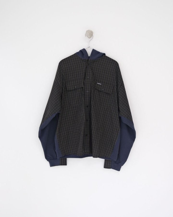 💕 발**** 25 하이브리드 체크 포켓 후드 셔츠 - 수입