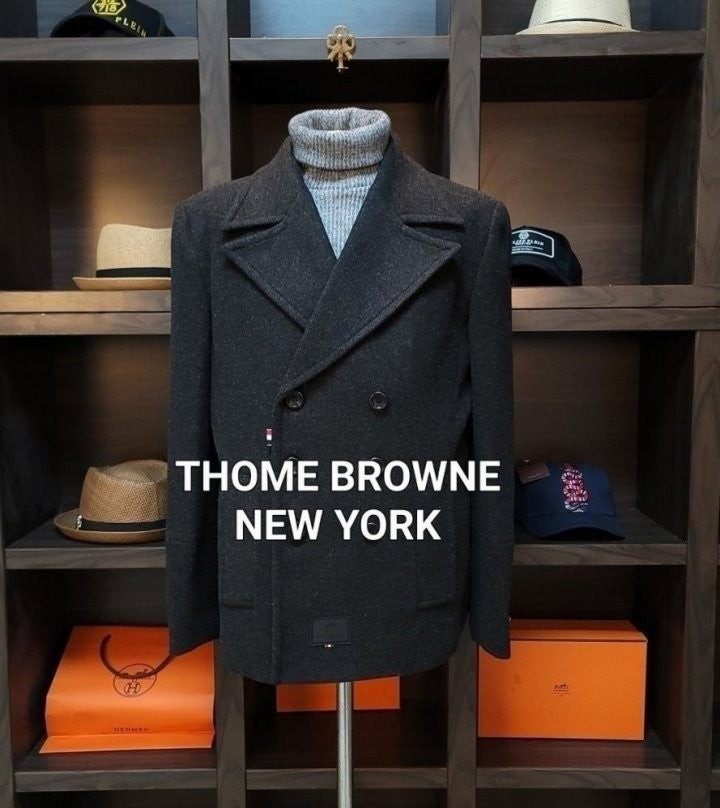 💕 톰* 브라운 라벨 모직 더블 삼선 하프 코트