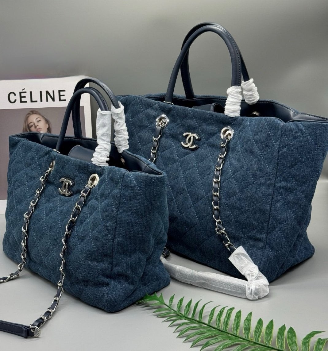 💕 샤* 데님 퀄팅 체인 토트백