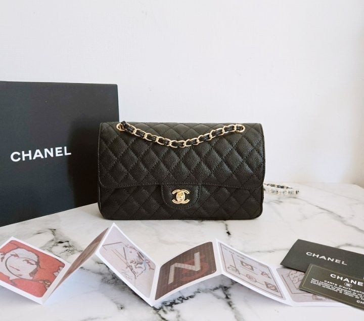 💕 샤* 고급 리뉴얼 클래식 캐비어 미듐 금장