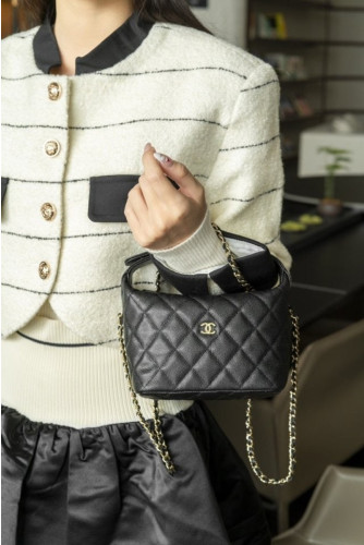 💕 샤* 고급 25 크루즈 캐비어 체인 호보백 블랙 스몰