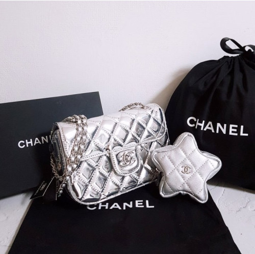 💕 샤* 고급 24크루즈 스타코인퍼스 미니 플랩 백 실버