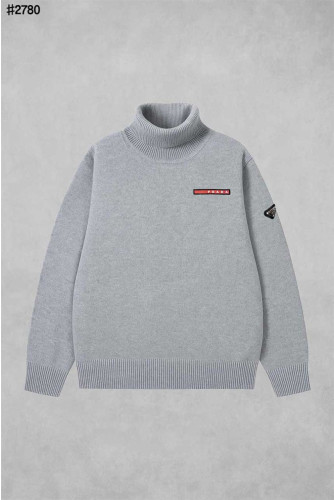 🍀 [PRADA] 프라다 레드 스틱 삼각 로고 메리노 울 터틀넥 스웨터 🍀