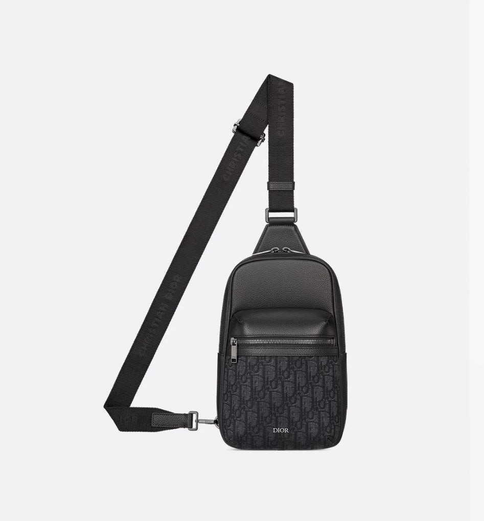 💕 디* Rider 2.0 슬링백 블랙 Oblique 자카드 & 블랙 그레인 송아지 가죽