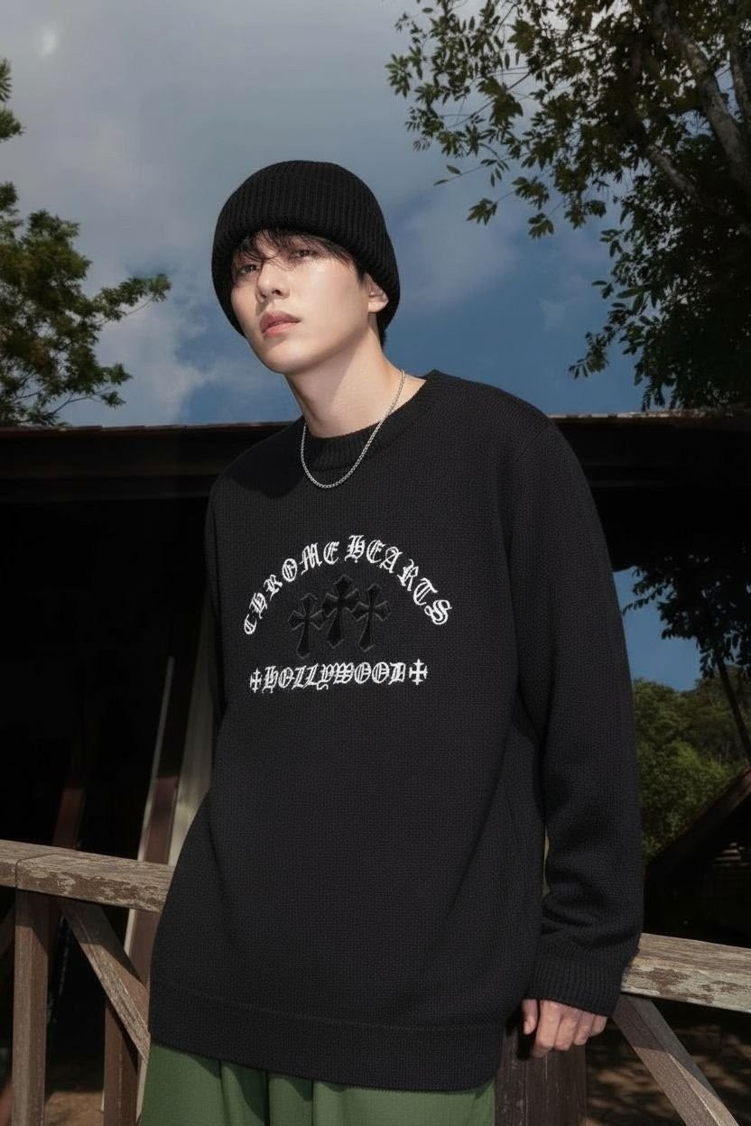 💕 크* 울캐시 세메터리 자수패치 스웨터➡️수입최고급(남녀공용)