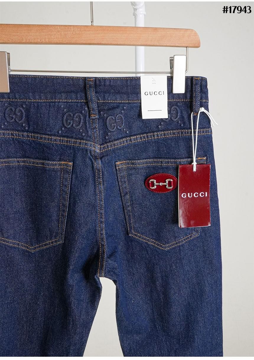 🔆[GUCCI] 구찌 에나멜 홀스빗 포켓 패치 GG 엠보 슬림핏 데님 팬츠 🔆
