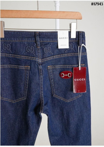 🔆[GUCCI] 구찌 에나멜 홀스빗 포켓 패치 GG 엠보 슬림핏 데님 팬츠 🔆