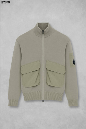 🍀 [C.P COMPANY] 씨피컴퍼니 씨피컴퍼니 코튼 믹스드 봄버 니트 풀집업 자켓 🍀