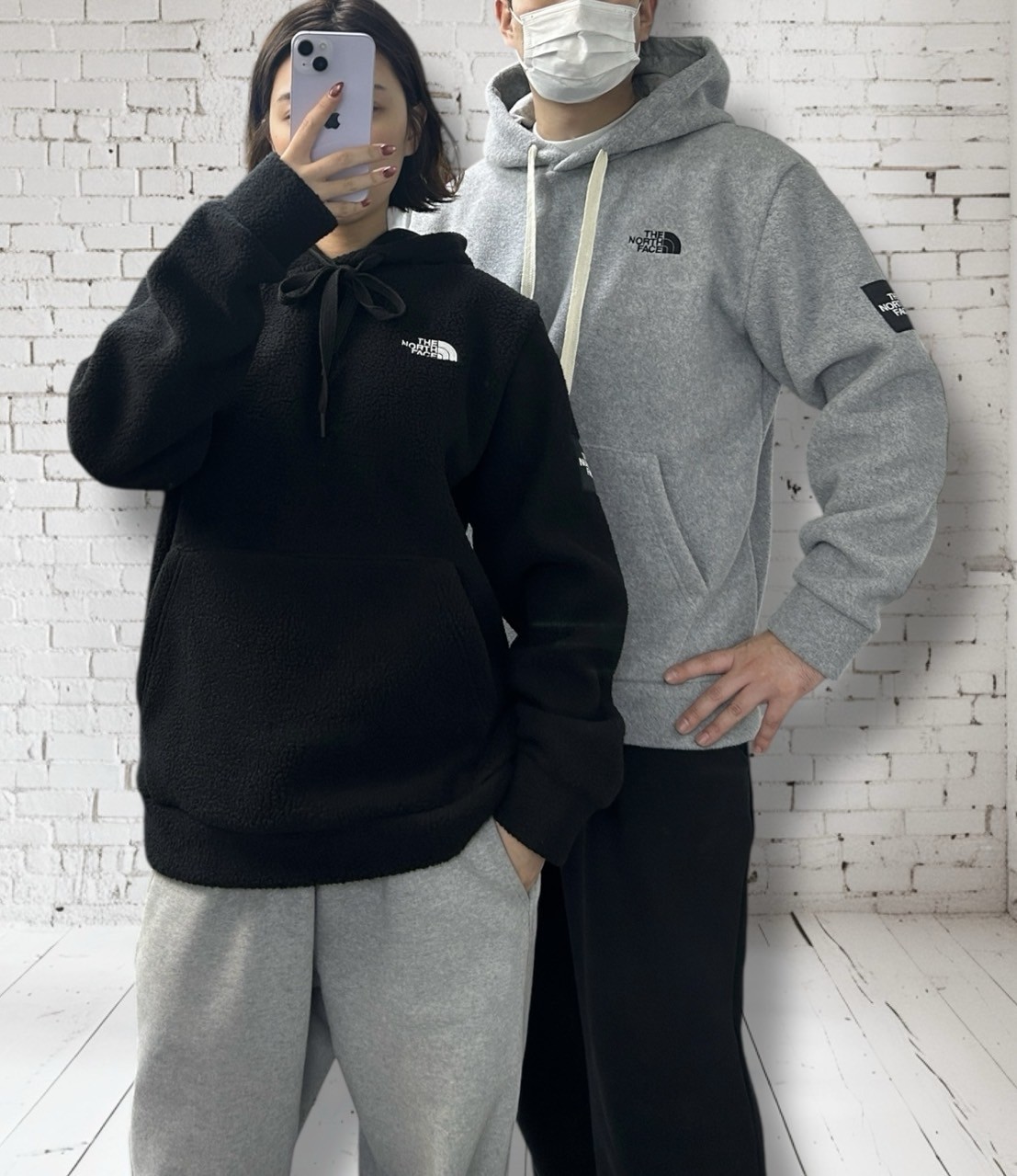 <노스 기모 후리스 후드>