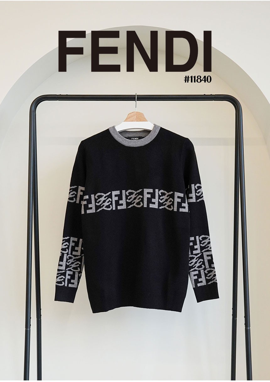 🔆 [FENDI] 팬디 수입 시그니처 레터링로고 울 라운드 니트 스웨터 🔆