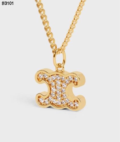 🍀 [CELINE] 셀린느 트리옹프 라인 스톤 네크리스 로듐 피니시 브라스&크리스탈 🍀