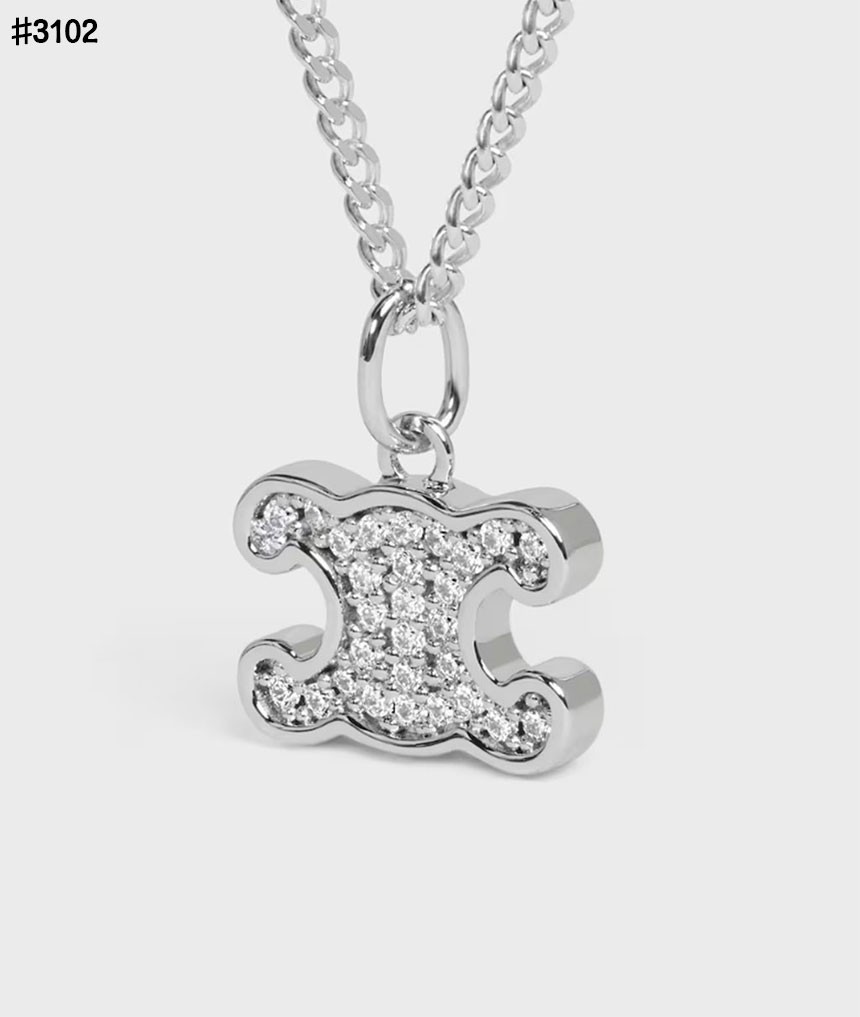 🍀 [CELINE] 셀린느 트리옹프 라인 스톤 네크리스 로듐 피니시 브라스&크리스탈 🍀