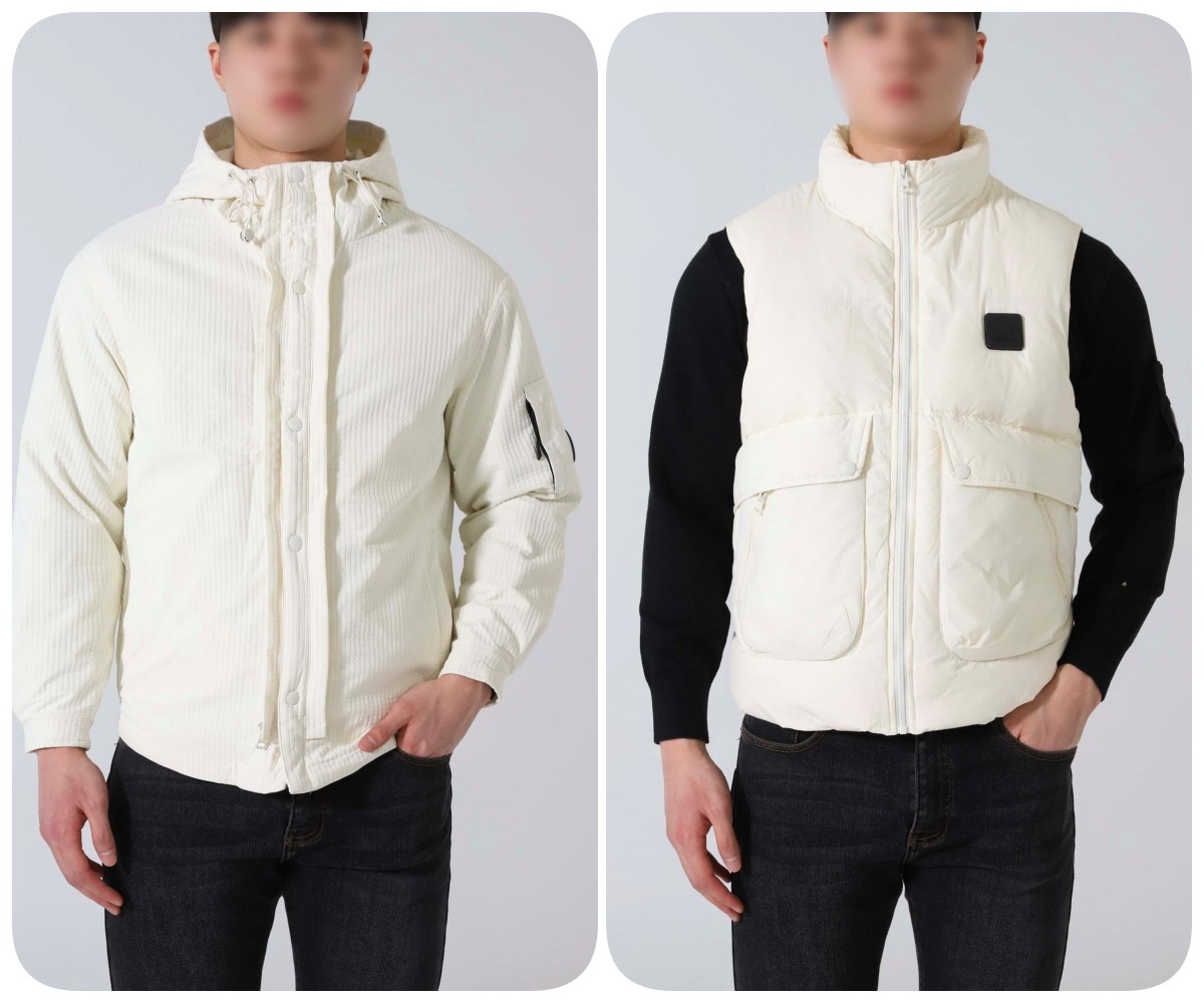 #시피컴퍼니 [ C.P ] 코듀로이 후드 자켓 + 패딩조끼 입고💢 #남성상의 #패딩자켓