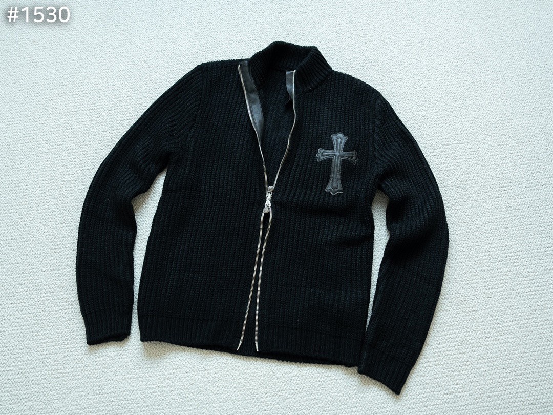 #크롬하츠 레더 크로스 집업 니트 가디건