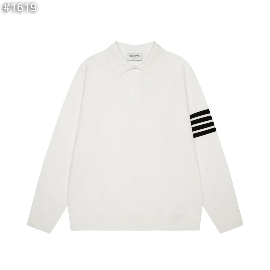 #톰브라운 사선 울 카라 니트