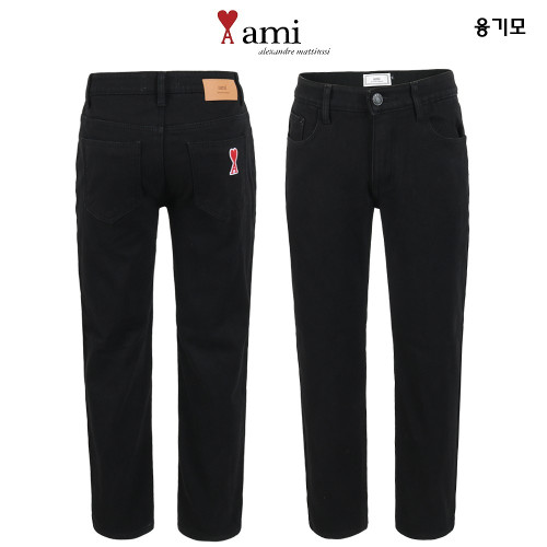아미 융기모 블랙진 히든밴딩 슬림 팬츠