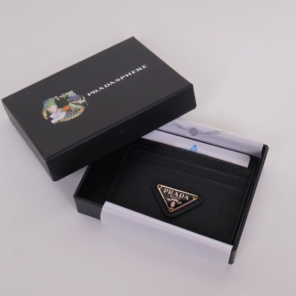 프라다 9937 카드지갑 블랙 금장