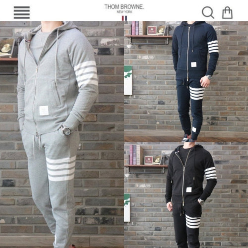 T/B 사선완장 시그니쳐 코튼 후드집업 & 스웻팬츠 세트