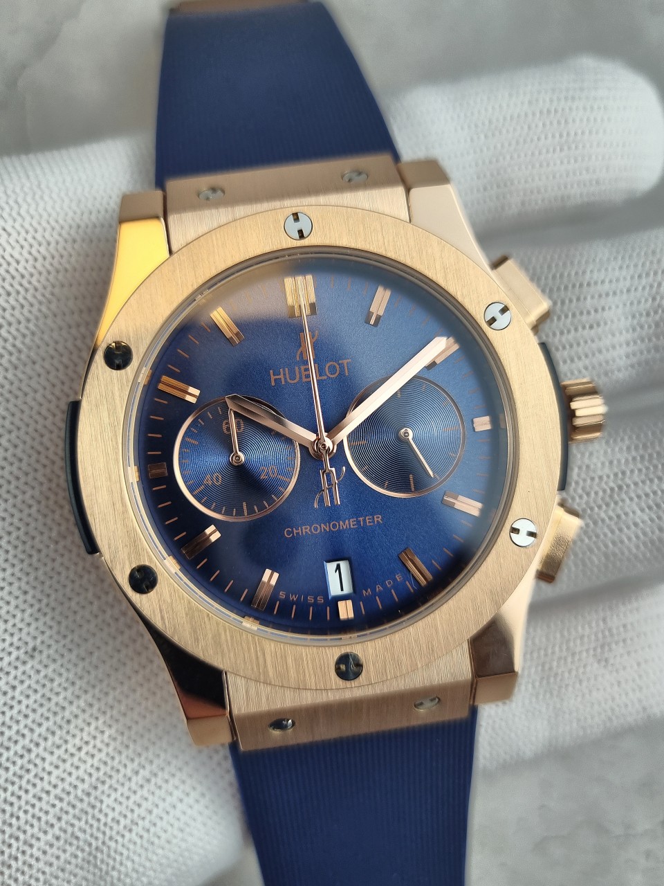 위블* 클래식 퓨전 킹 골드 블루다이얼