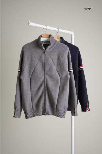 🔆 [THOM BROWNE] 톰브라운 코튼 삼선라인 케이블 니트 풀집업 자켓🔆