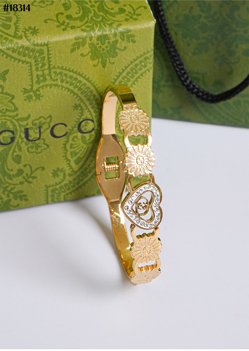 🔆 [GUCCI] 구찌 크리스탈 하트 데이지 뱅글 브레이슬릿 🔆
