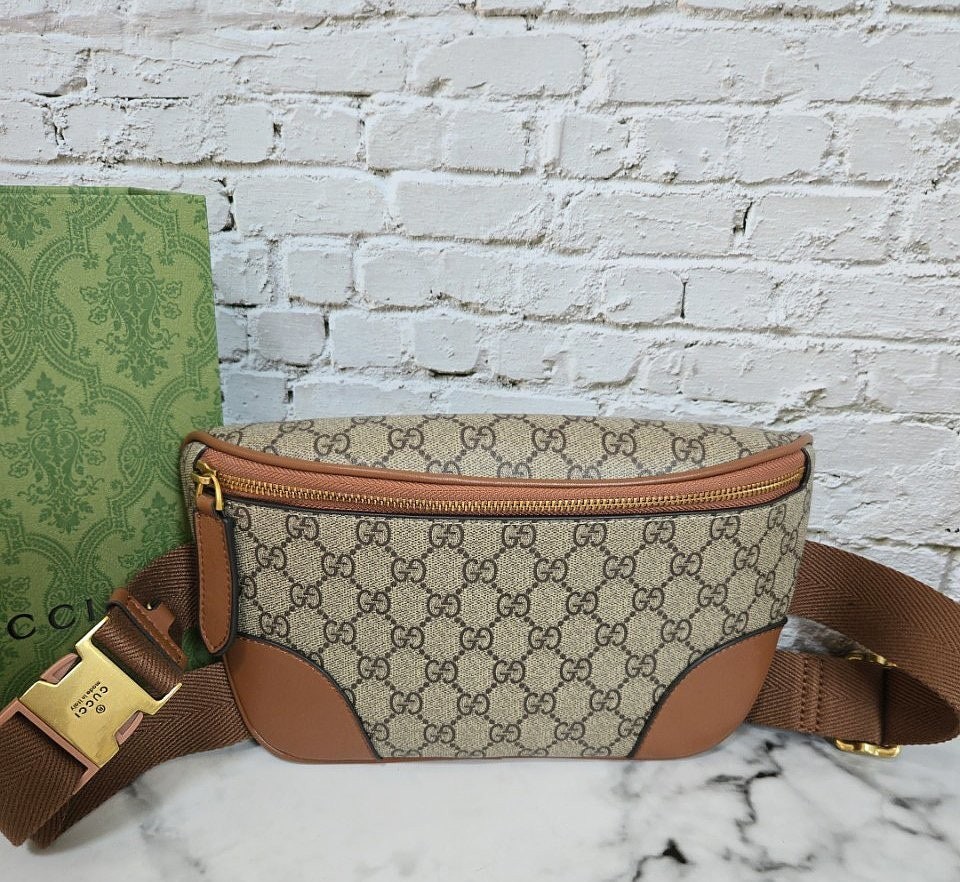 💕 구* 고급 GG 엠블럼 벨트백 브라운
