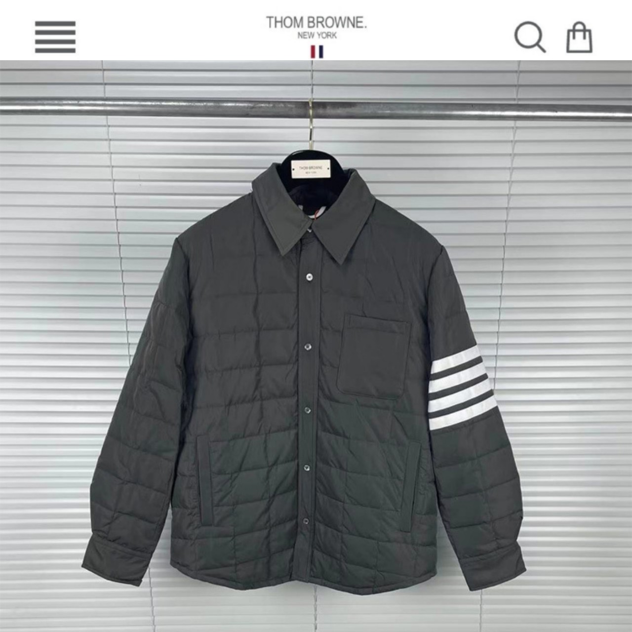 수입 고급 TB 사선완장 다운 자켓 진그레이