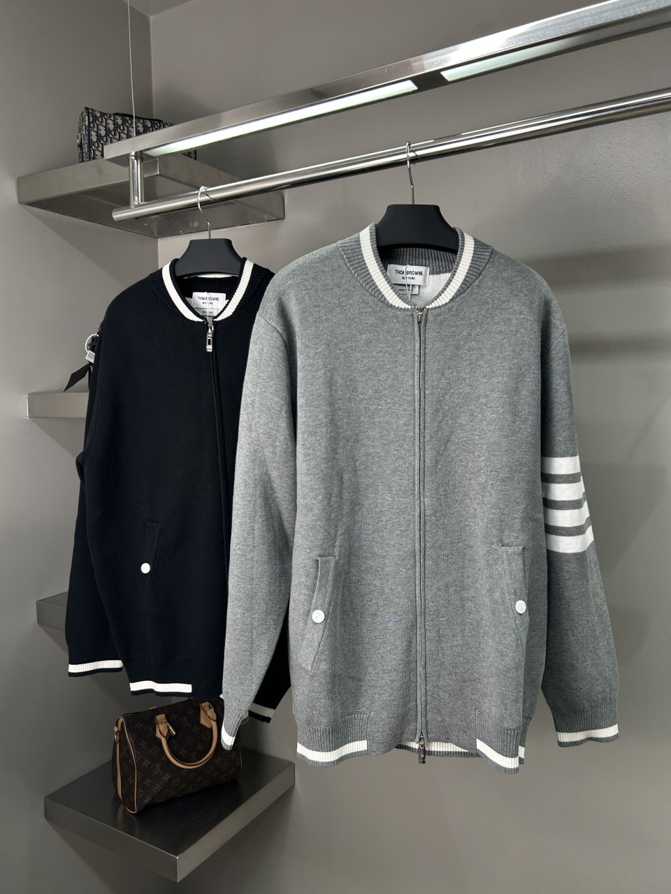 #톰브라운 캐시미어 사선 니트 집업