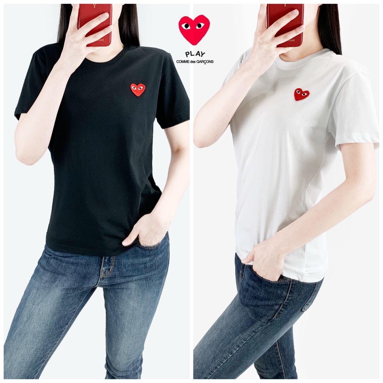 <꼼데  레드와펜 반팔티>