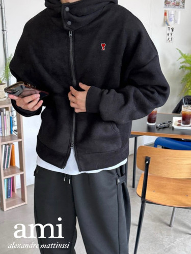 AM 하이넥 후리스 후드집업