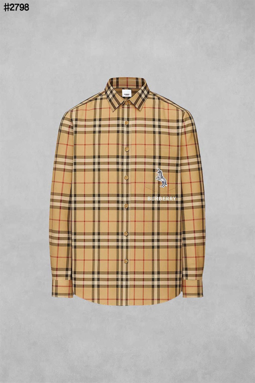 🍀 [BURBERRY] 버버리 유니콘 패치 클래식 체크 스트레치 코튼 셔츠 🍀