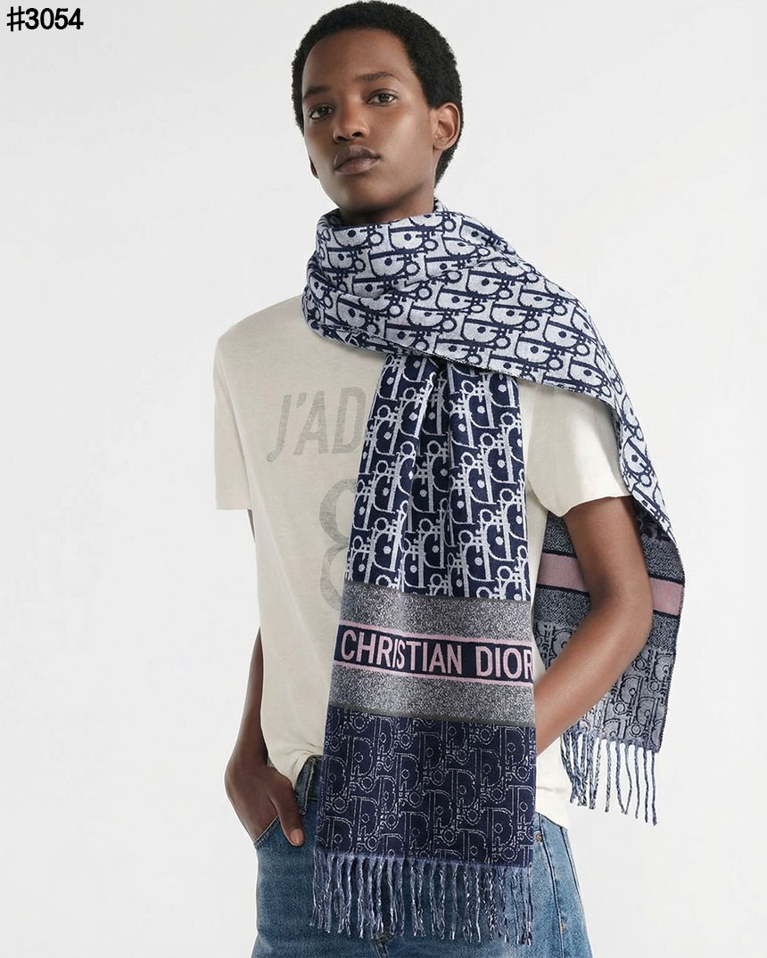 🍀 [DIOR] 크리스찬 디올 오블리크 믹스 울 자카드 태슬 숄 머플러 🍀