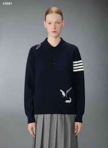 🍀 [THOM BROWNE] 톰브라운 여성 페더 인타르시아 4바 카라 니트 🍀