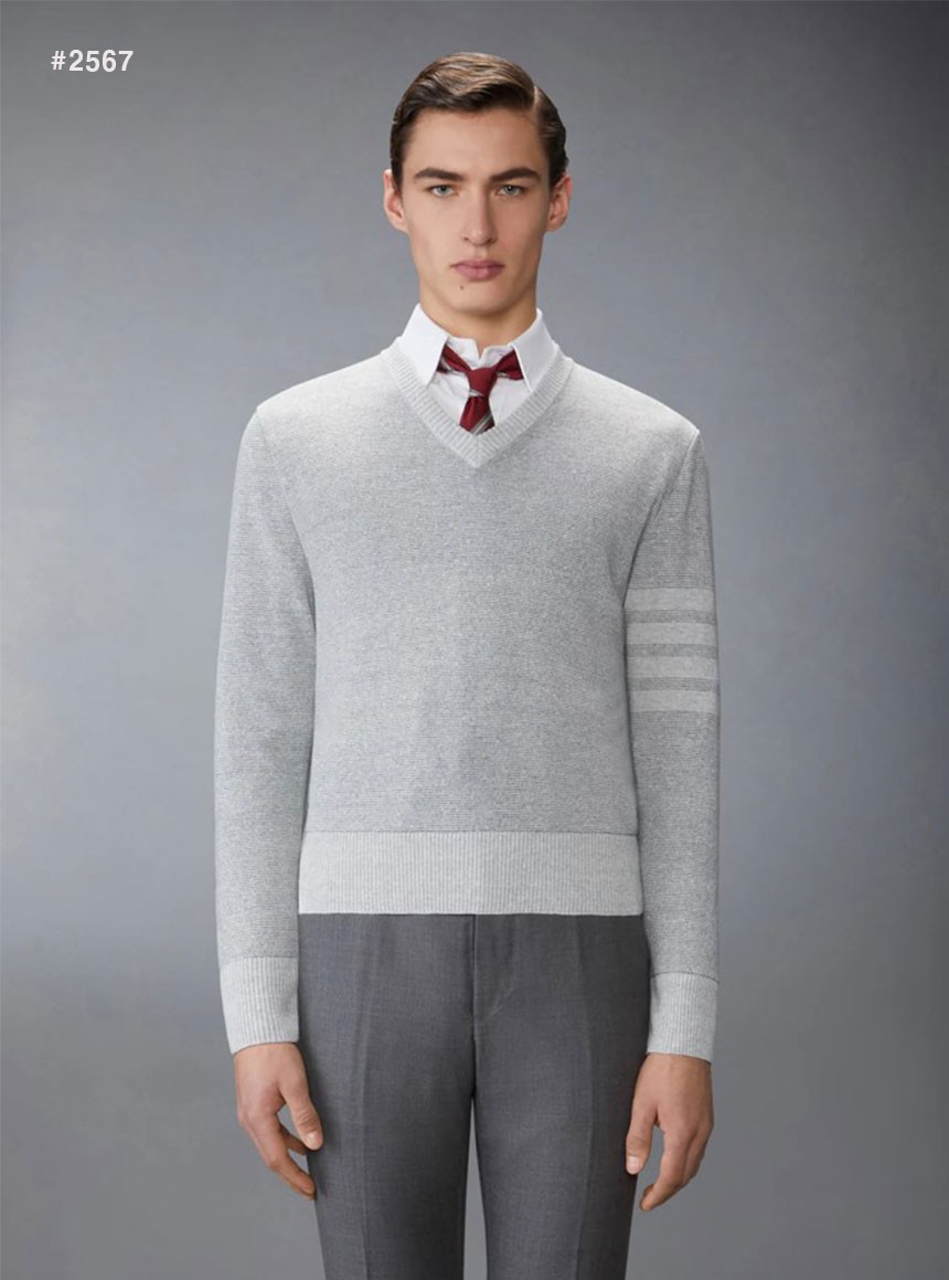 🍀 [THOM BROWNE] 톰브라운 밀라노 4바 울 V넥 니트 🍀