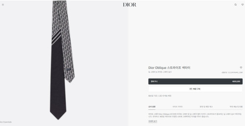 🚨디올 오블리크 스트라이프 넥타이