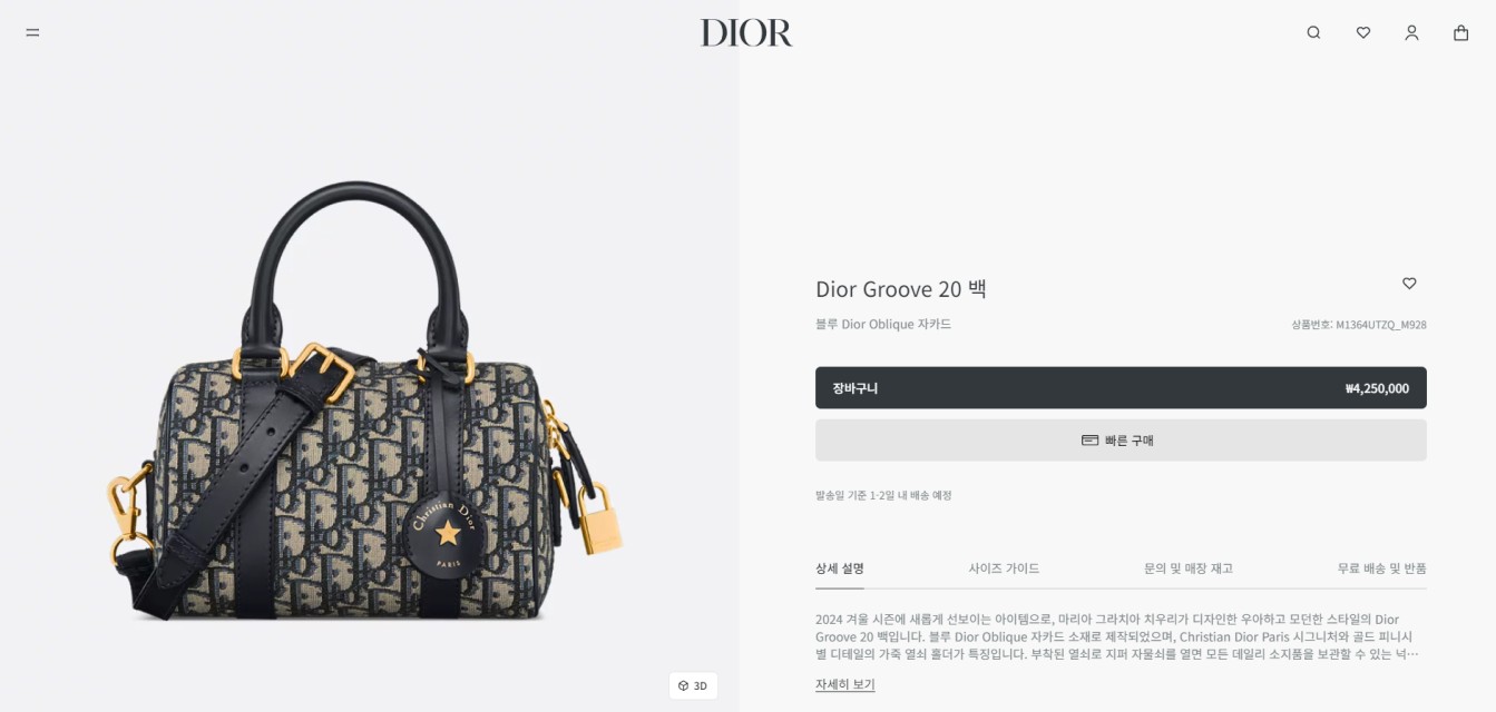 🚨디올 오블리크 그루브 20백