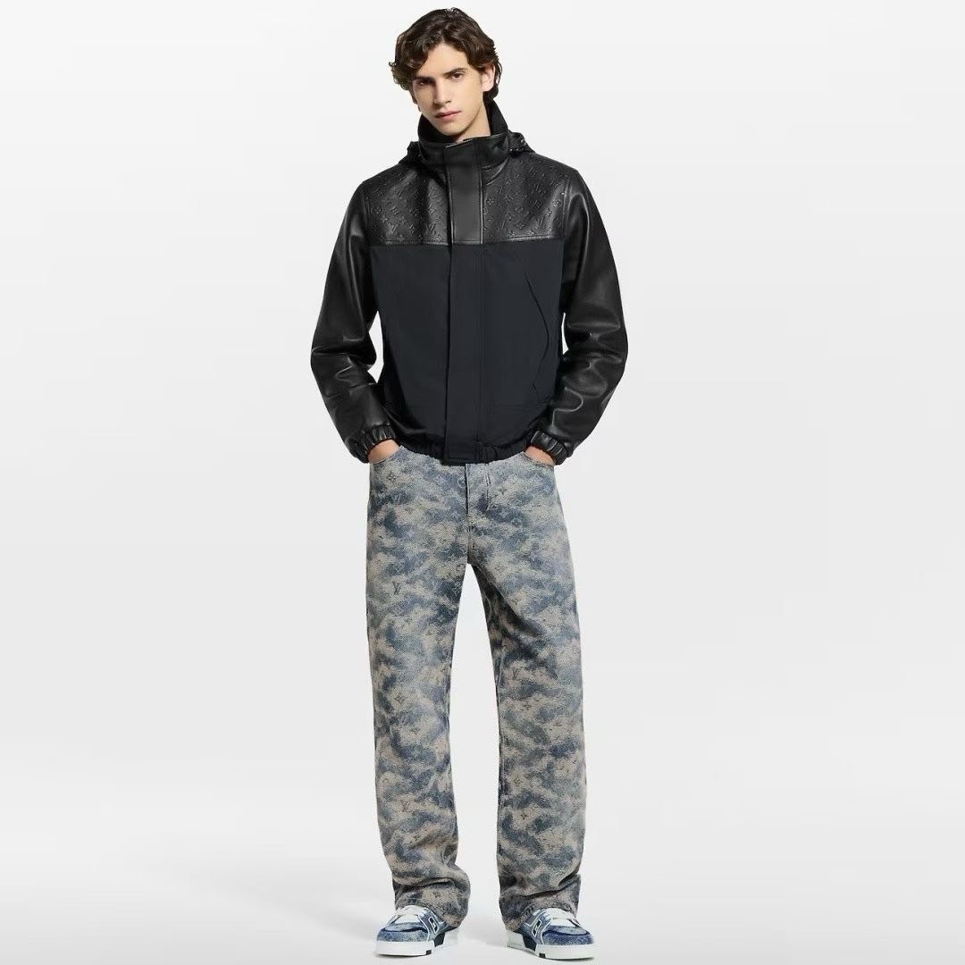 루비통-LOUIS VUITTON 모노그램 레더 믹스 윈드브레이커 자켓