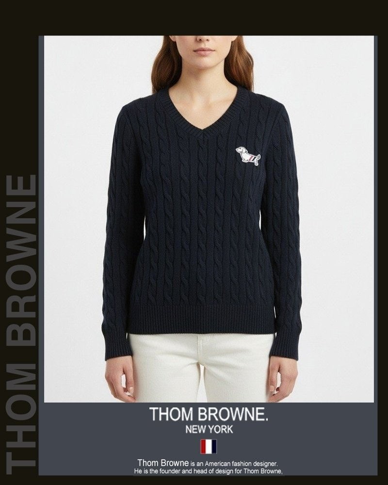 💕 톰* 헥터 패치 꽈배기 브이넥 니트 (3066-2)