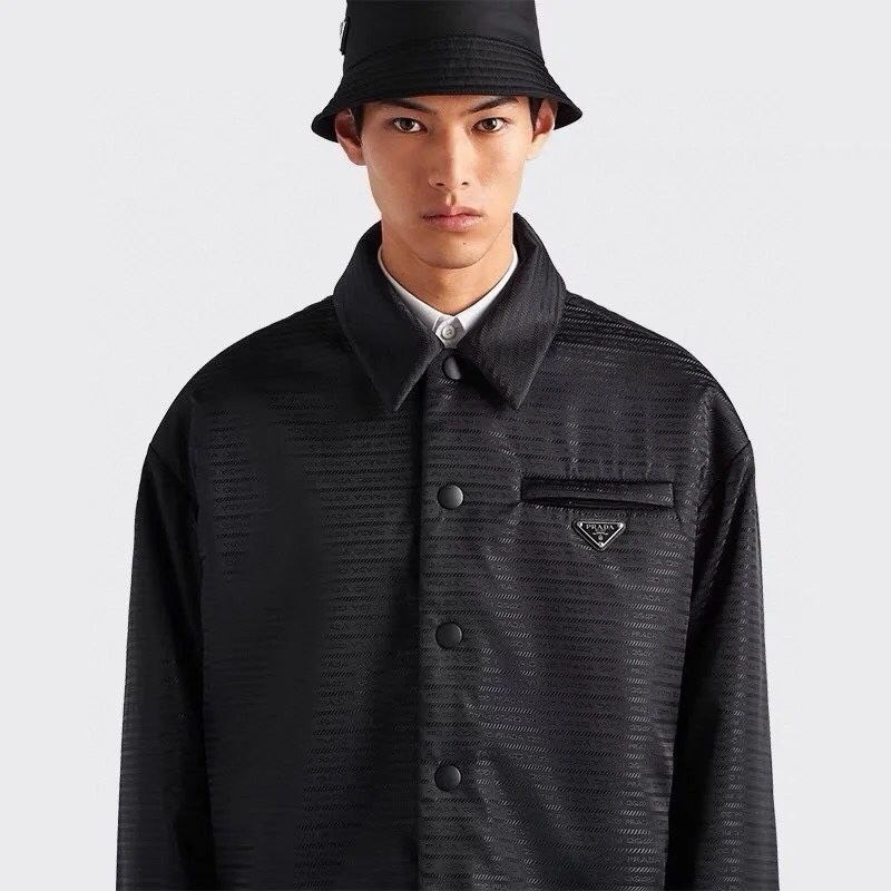 •프라* 리나일론 플레이트 패딩 셔츠 자켓 - 수입