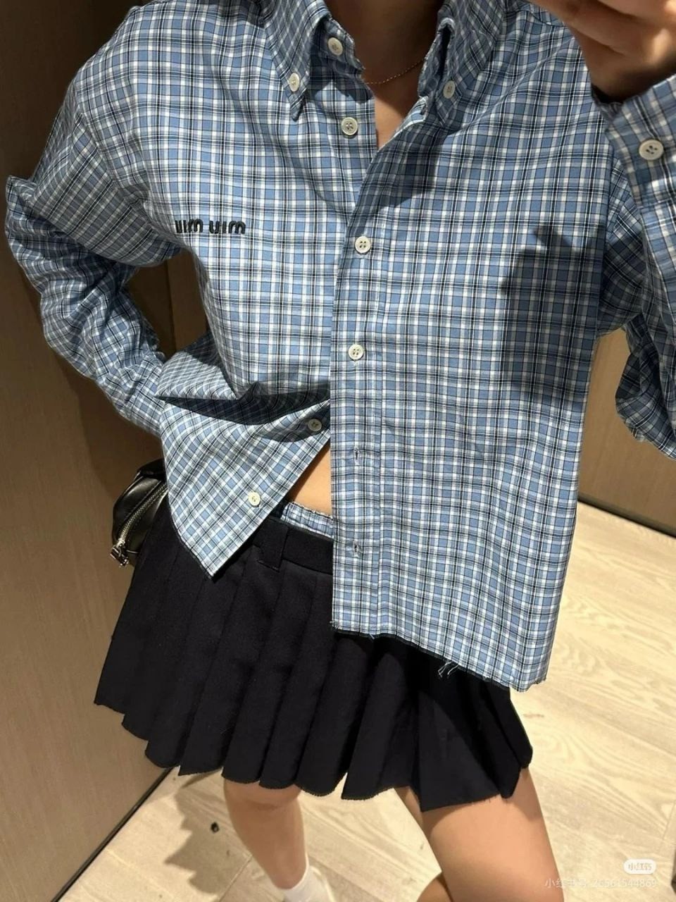 •미우미* 체크 포플린 셔츠 - 수입