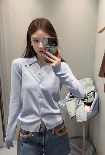 •미우미* 인따르시아 카라 니트 가디건 - 수입