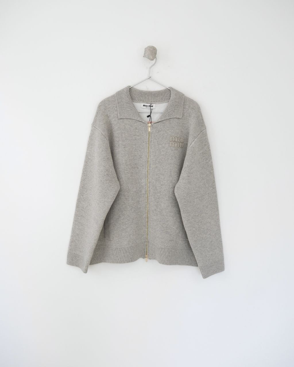 •미우미* 셰틀랜드 울 지퍼 가디건 - 수입