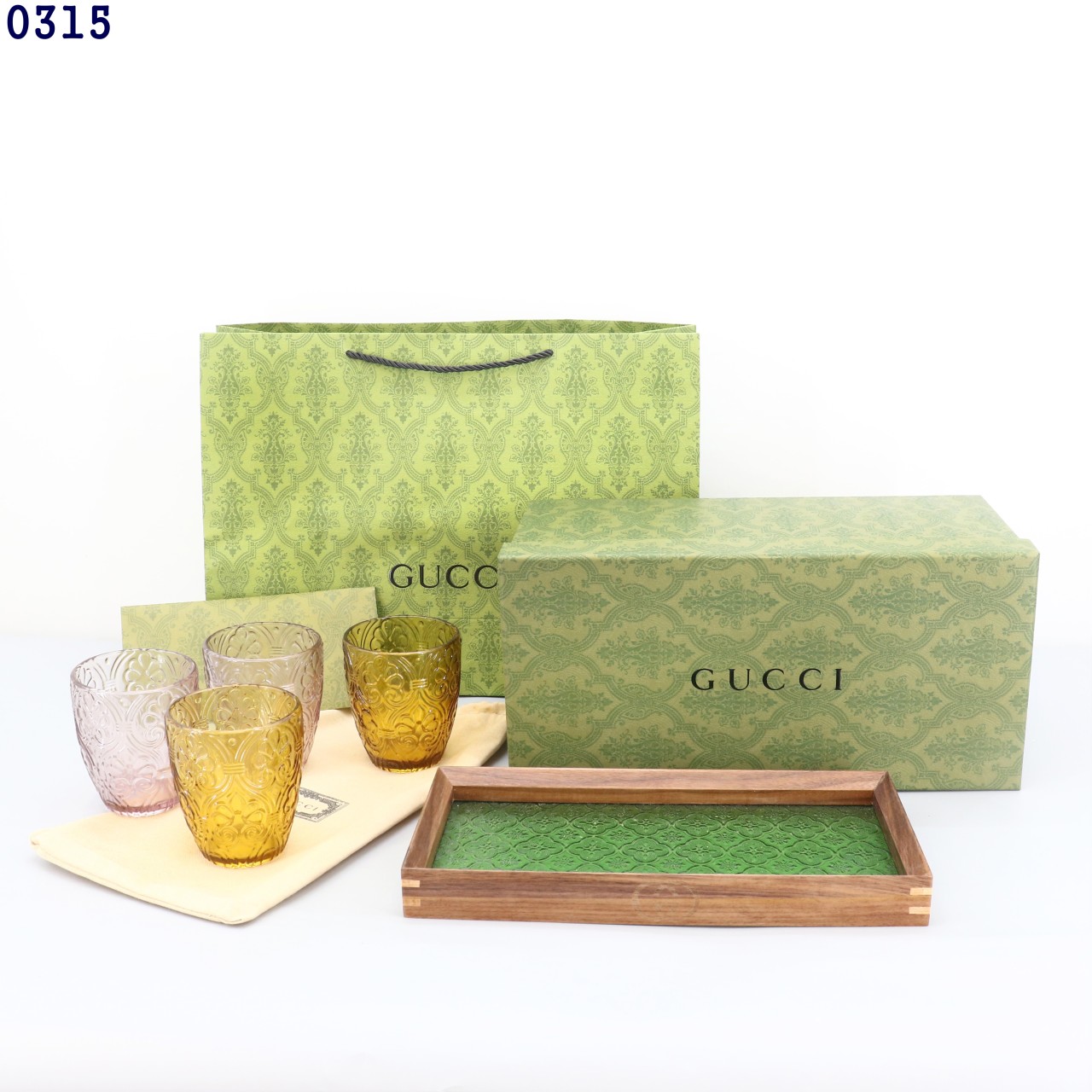 👹구찌 유리컵 4종 & 엠보싱 유리 트레이👹